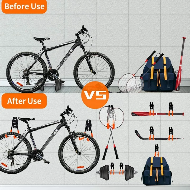 

8 Pcs Steel Garage Hooks,Heavy Duty Wall Hooks for Garage Organizing&Storage Bikes,Ladders,&Garden Tool