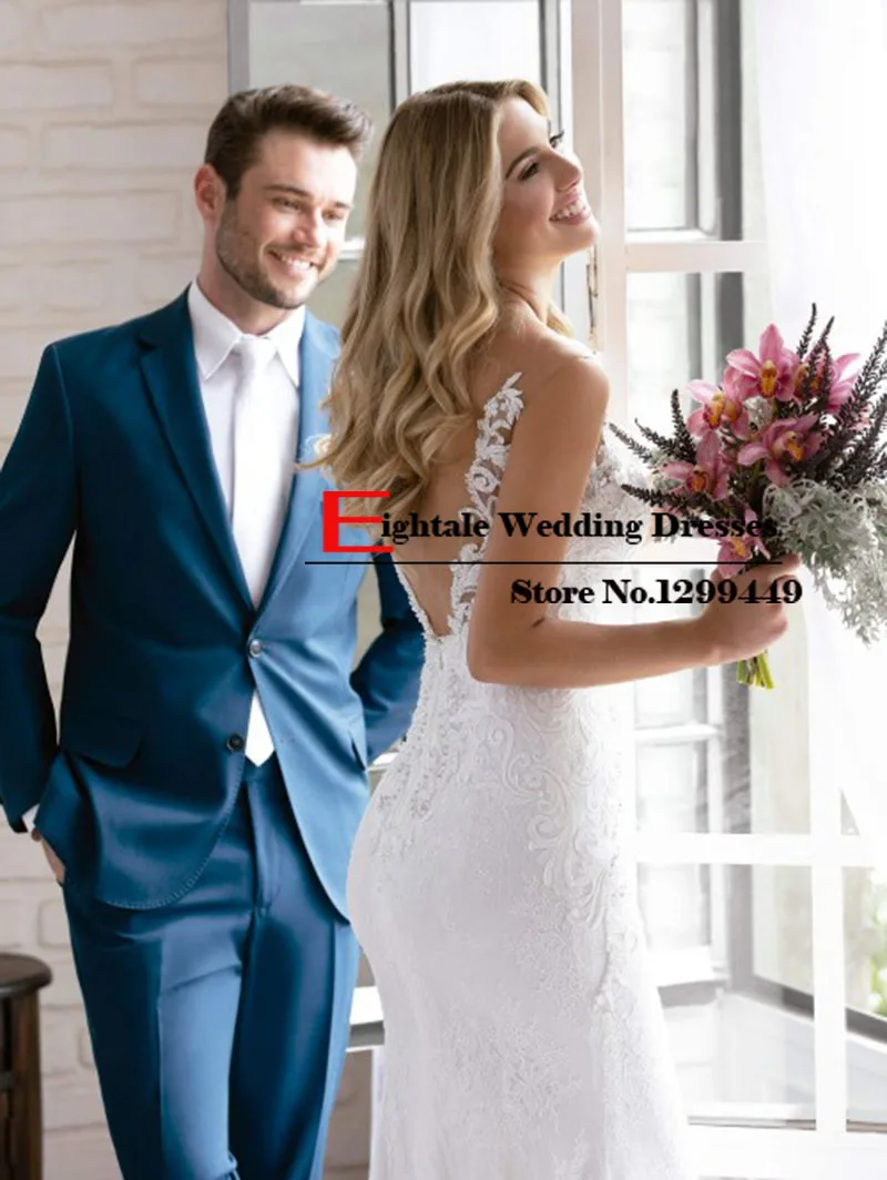 Платье женское кружевное с V-образным вырезом и открытой спиной | Свадьбы