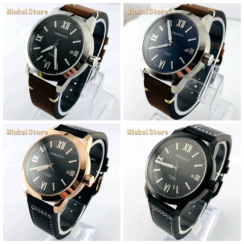 Мужские светящиеся часы с кожаным ремешком 41 мм|Мужские механические часы| |