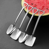 retro 304 stainless steel coffee spoon shovel spoon for ice cream creative tea spoon tableware bar tool cutlery set bs50tz