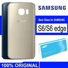 Оригинальное заднее стекло SAMSUNG Galaxy S6 edge Задняя крышка батареи задняя дверь корпус стеклянная панель с объективом камеры