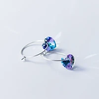 925 sterling silver crystal heart shape hoop earrings for women wedding jewelry eh1410