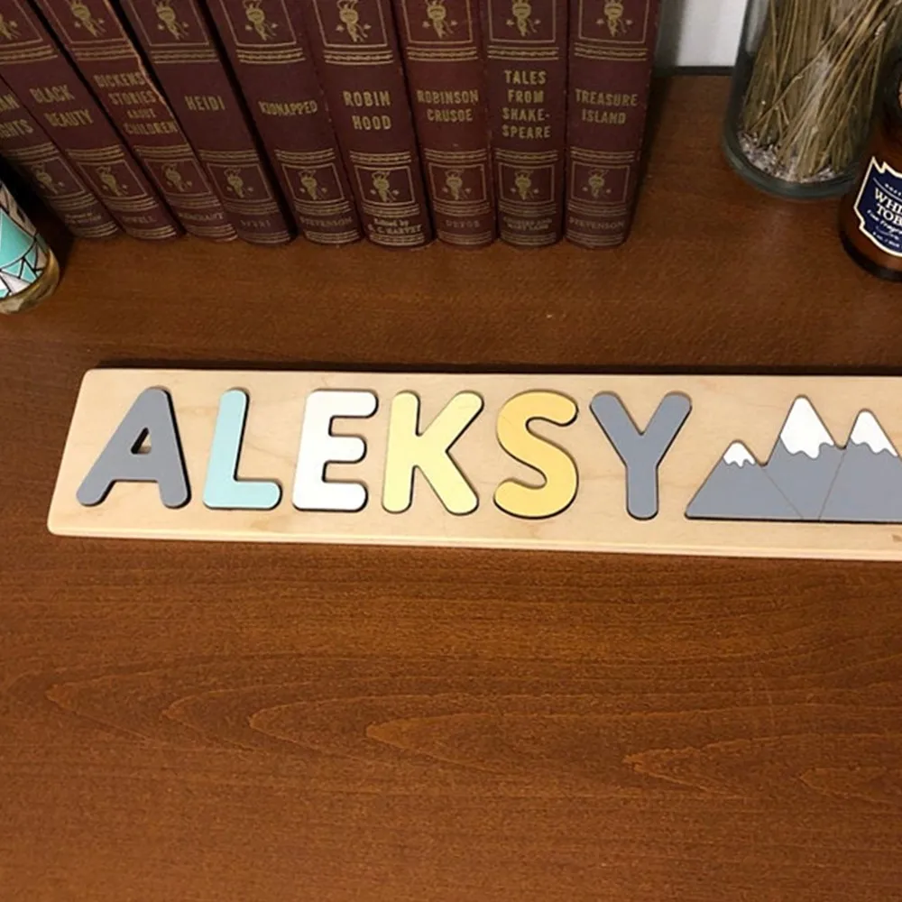 Образовательная головоломка с именем на заказ игрушка ручной работы гравировка