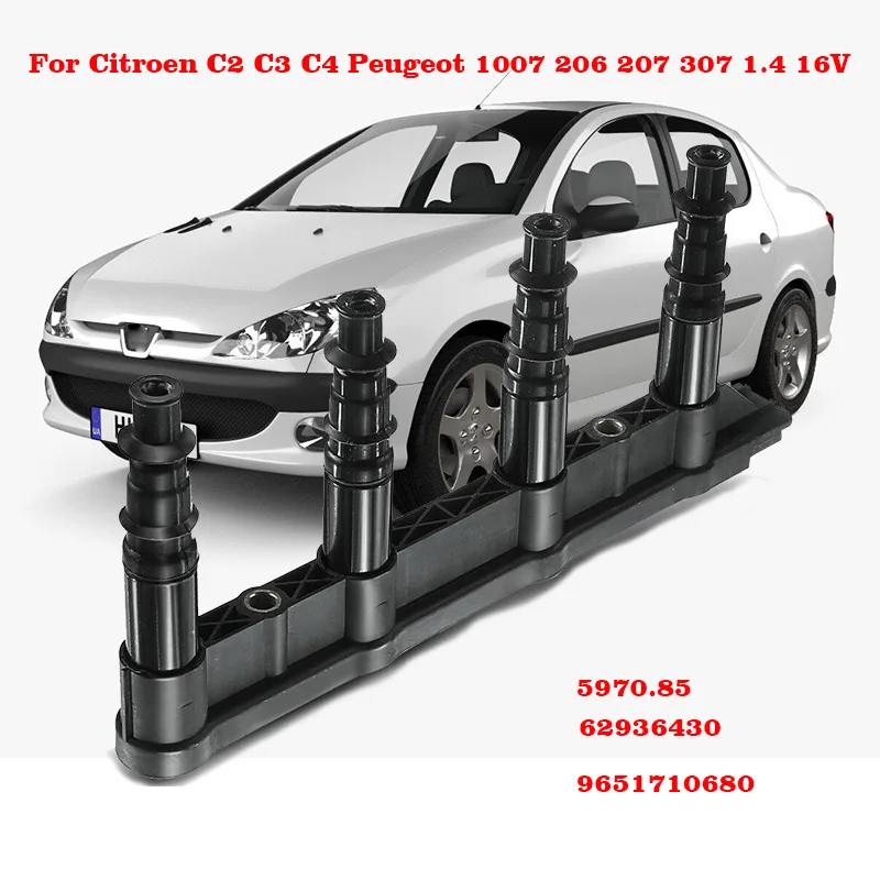 Автомобильная/Автомобильная Катушка зажигания для CITROEN C2 C3 C4 PEUGEOT 206 307 207 1007 597085 6