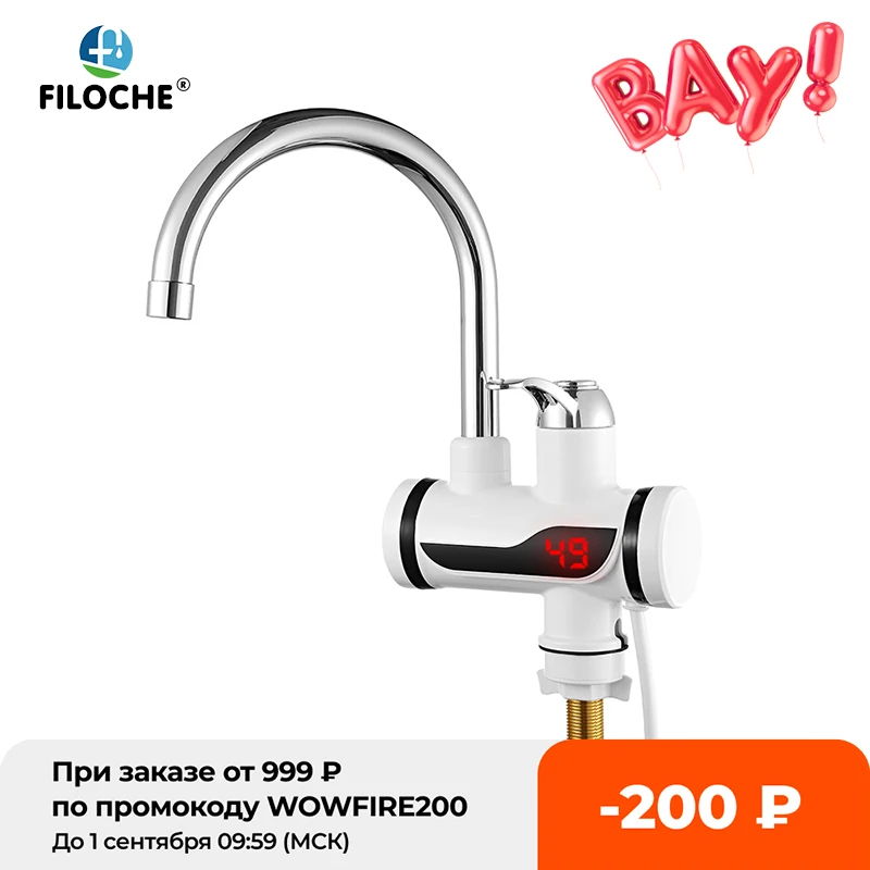 Water Heater Shower 220V Kitchen Faucet EU Plug Tankless Water Heater 3000W Digital Display For Country House Cottage