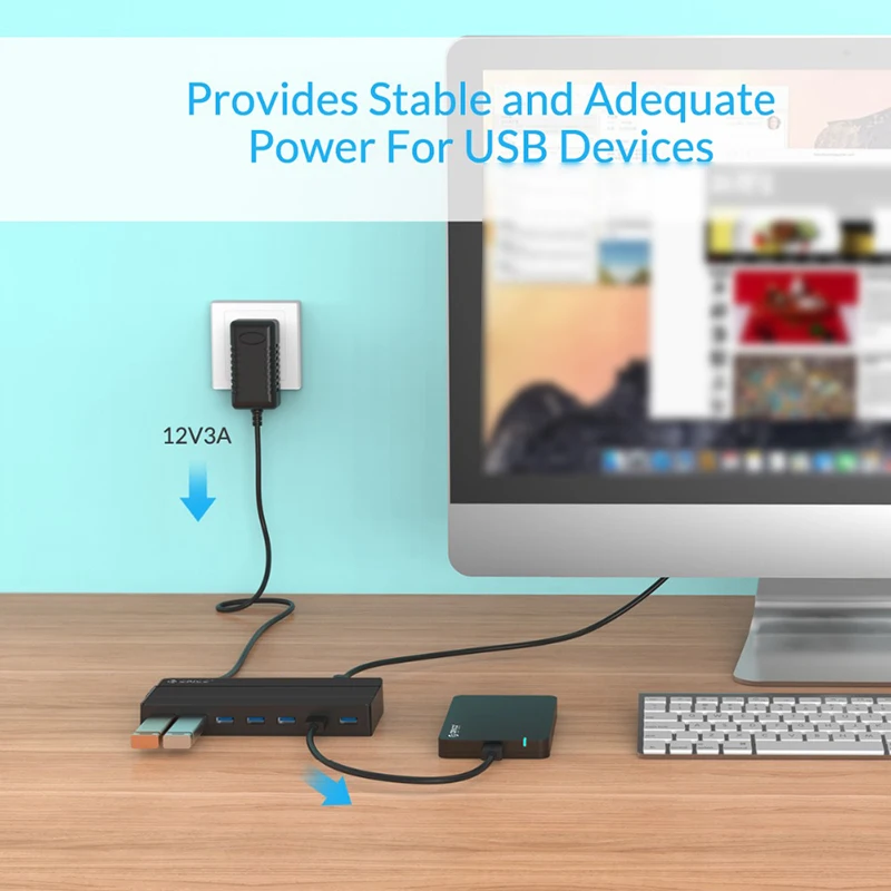 ORICO концентратор USB 3 0 7 портов с 12 В адаптер питания OTG разветвитель для ноутбуков