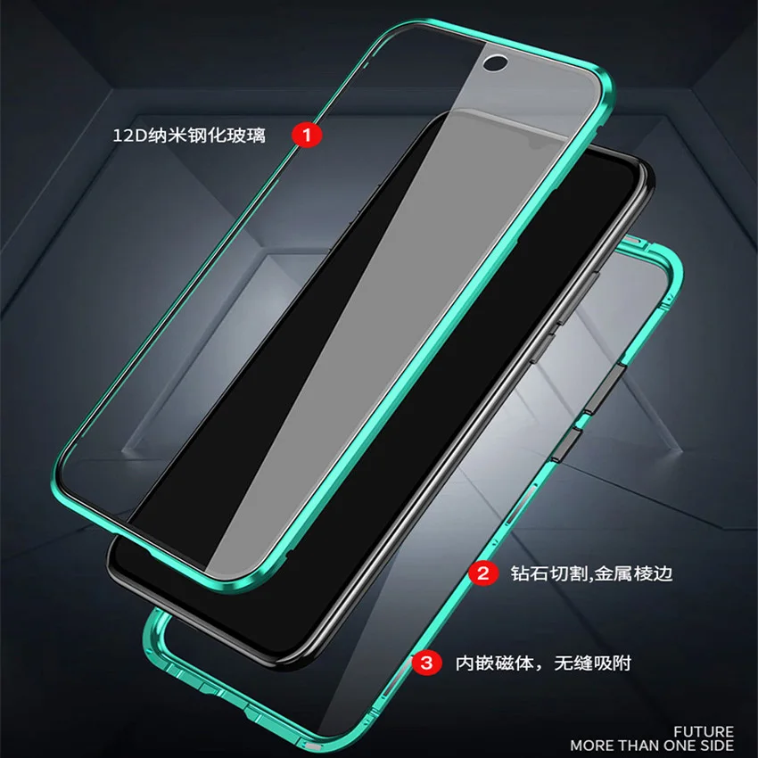 Магнитный чехол R-just с полным корпусом для Xiaomi Redmi Note 8, металлический закаленное стекло, задняя крышка для Xiaomi Redmi Note 8 Pro, чехол
