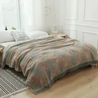 Летнее одеяло из 100% хлопка, дышащее одеяло для кровати, дивана, шикарная мандала, пятислойная марлевая ткань, мягкое одеяло с цветочным дизайном для путешествий