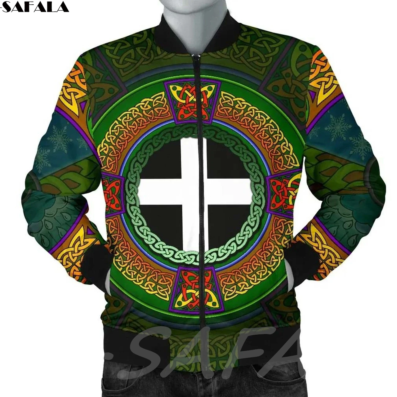 

Cross Cornwall Celtic 3D Printed Bomber Thick Jacket Man Female 3 Outwear Russia Flight Pilot Jacket Streetwear Zipper Coat