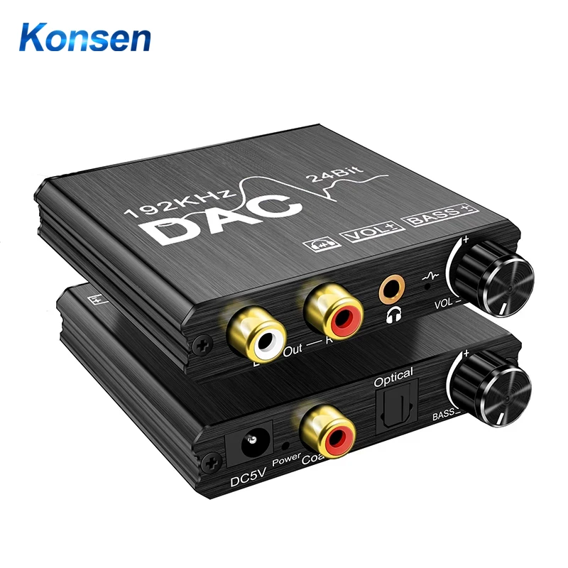 

DAC 192KHz 24Bit Digital to Analog Audio Converter Coaxial SPDIF Optical To 3.5MM L/R RCA Subwoofer Adapter For TV PS4