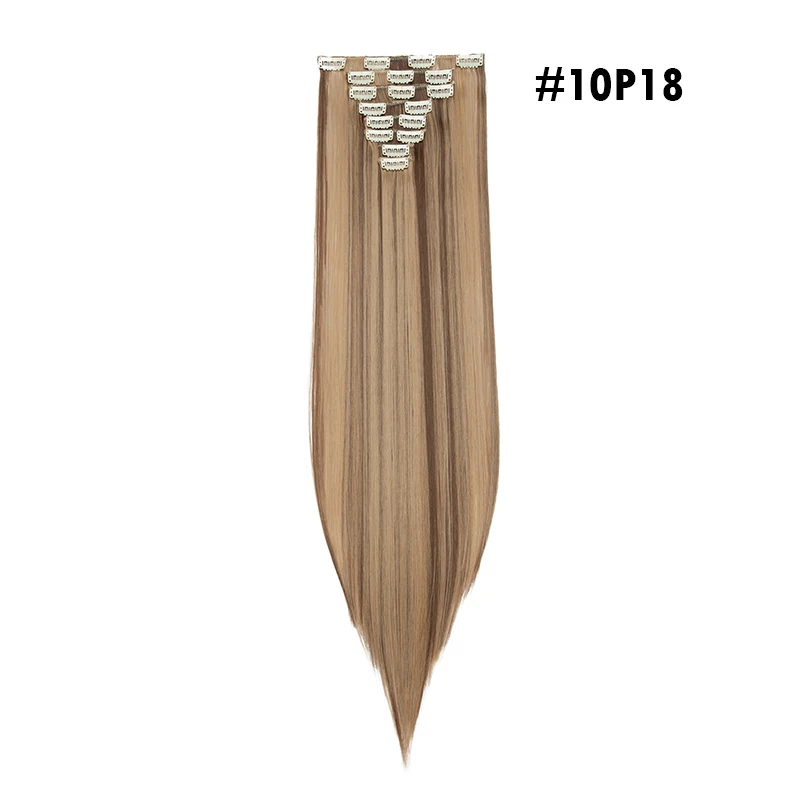 10P18 S-noilite 2" 8 шт./компл. шелковистые прямые волосы Наращивание волос Синтетические наращивание натуральных волос для Для женщин длинные натуральные волосы на заколках для наращивания, волосы на заколках - Цвет: 10P18