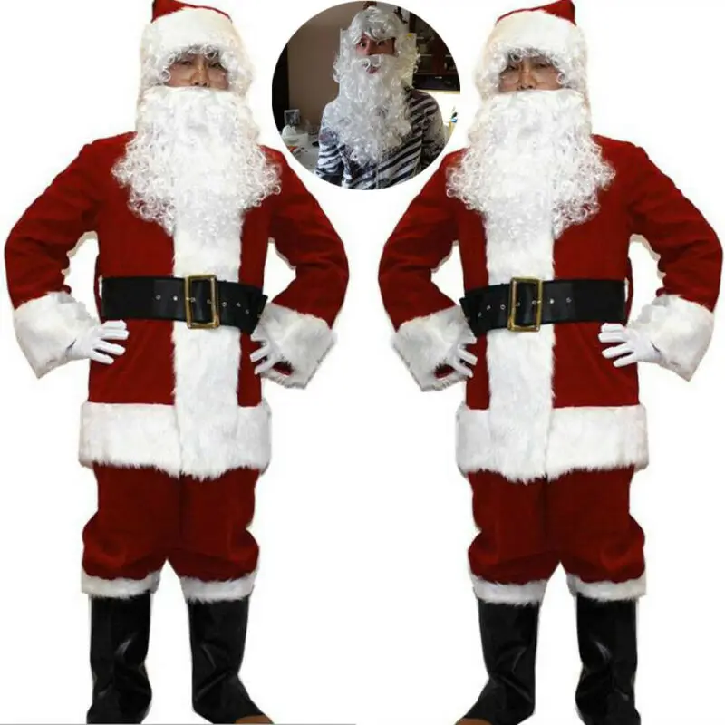 Рождественский Санта Клаус парик борода набор наряжаться в костюм аксессуары