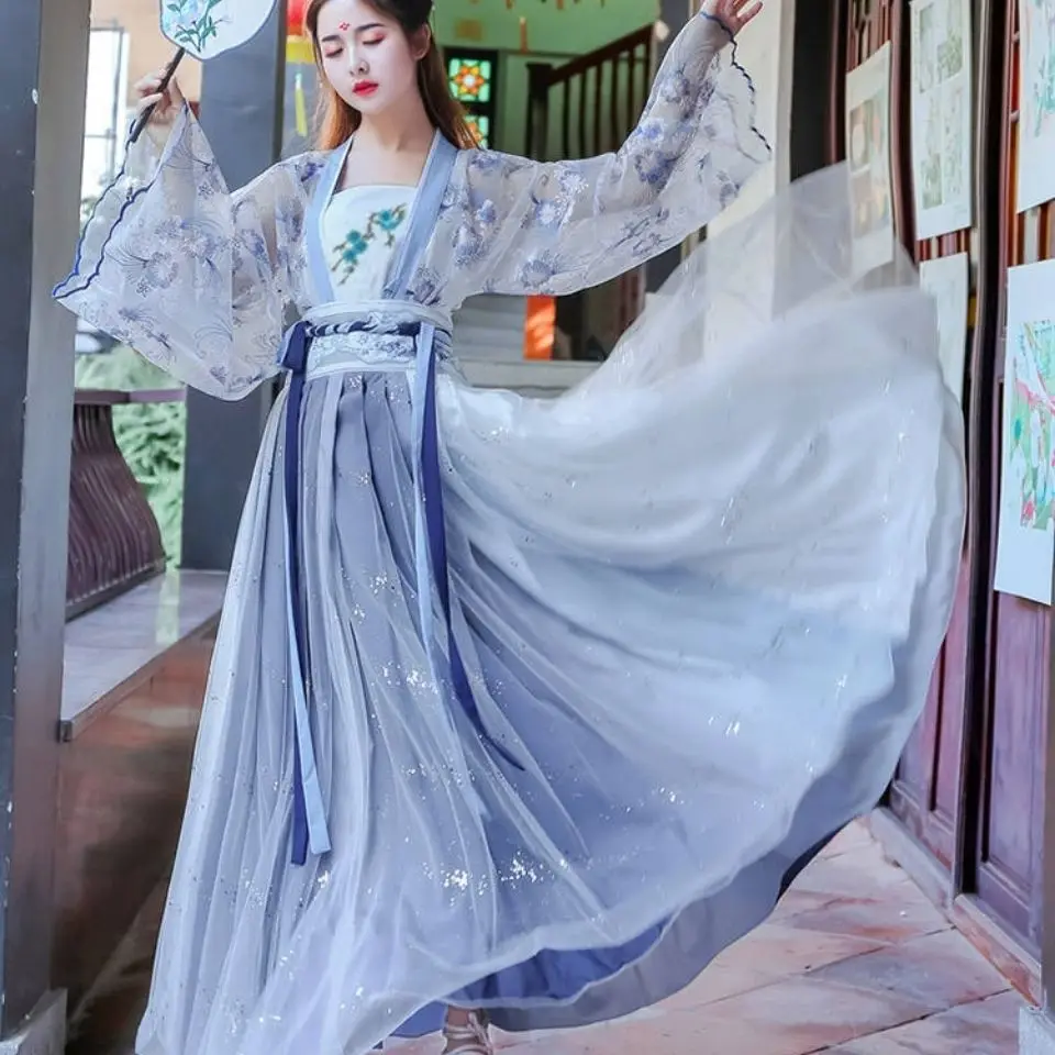 

Chinese Hanfu suit female Flower God Fu Canghai Fu waist embroidered skirt hanfu women