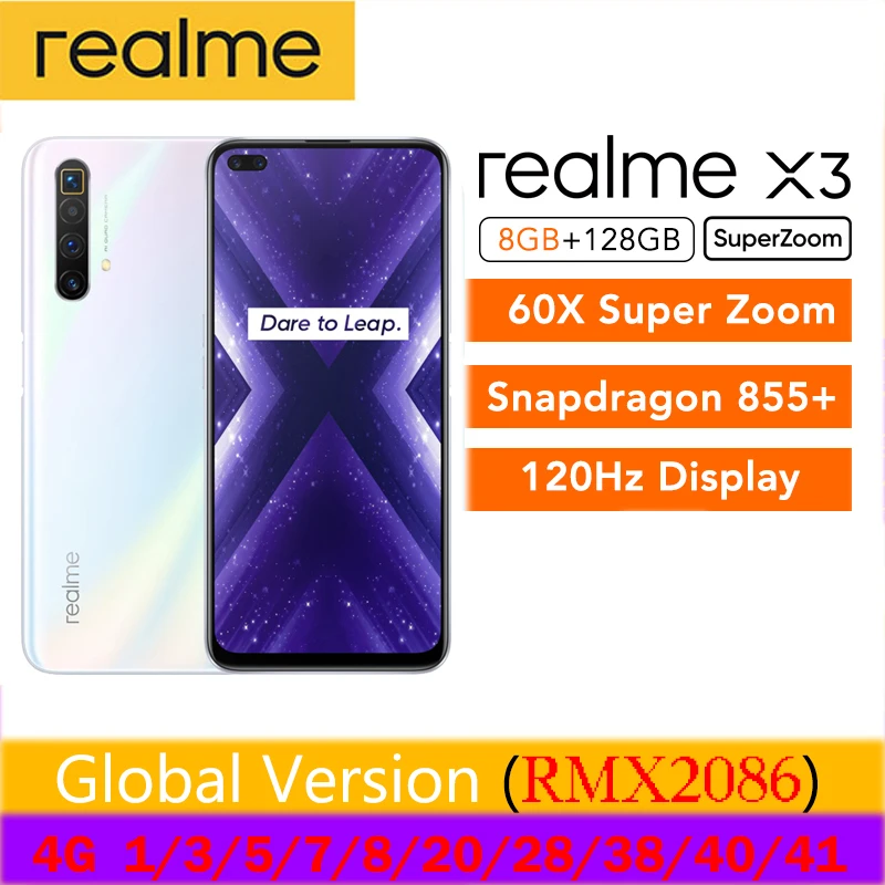 Realme X3 UFS 3 0 30 Вт Зарядное устройство смартфон 8 Гб 128 ГБ Snapdragon 855 + 120 Гц дисплей 64 мп 60X