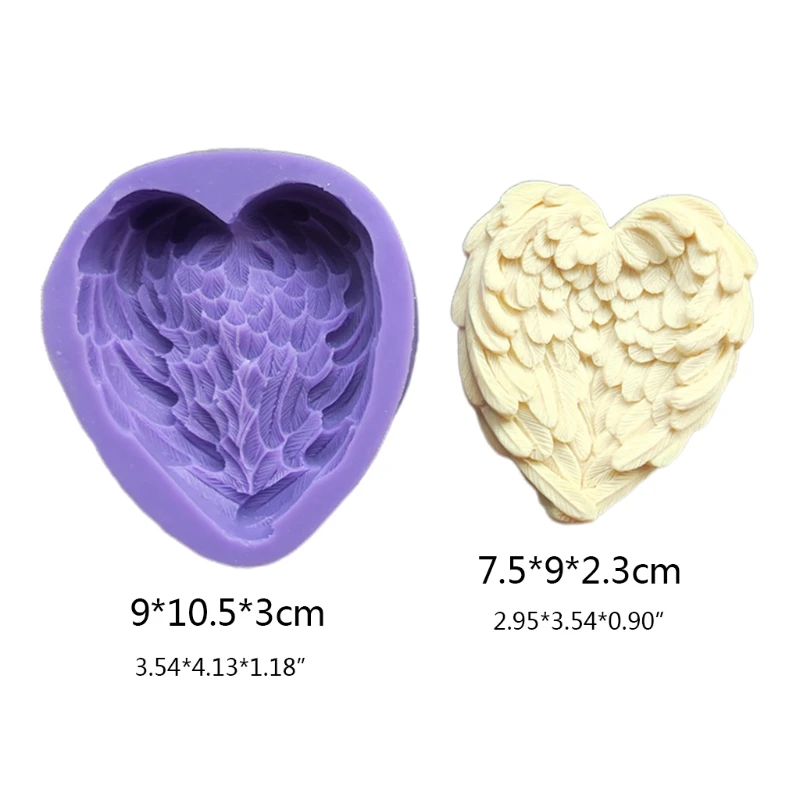 

J60E 3D Heart-shaped Feather Home Decorations Epoxy Resin Mold Ornaments Casting Silicone Mould for DIY Crafts Plaster Candle
