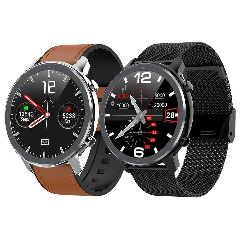 L11 1.3inch Full Round Touch Screen IP68 Waterproof Bluetooth ECG PPG Heart Rate Monitor Sports Fshion Smart Watch Support APP |