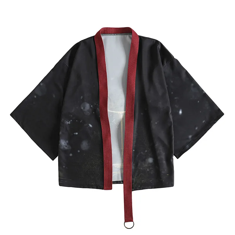 Asymmetry Japanese Kimonos for women 2020 Summer Harajuku cardigan loose shirts men's fashion street wear blouses Anime Cosply | Женская