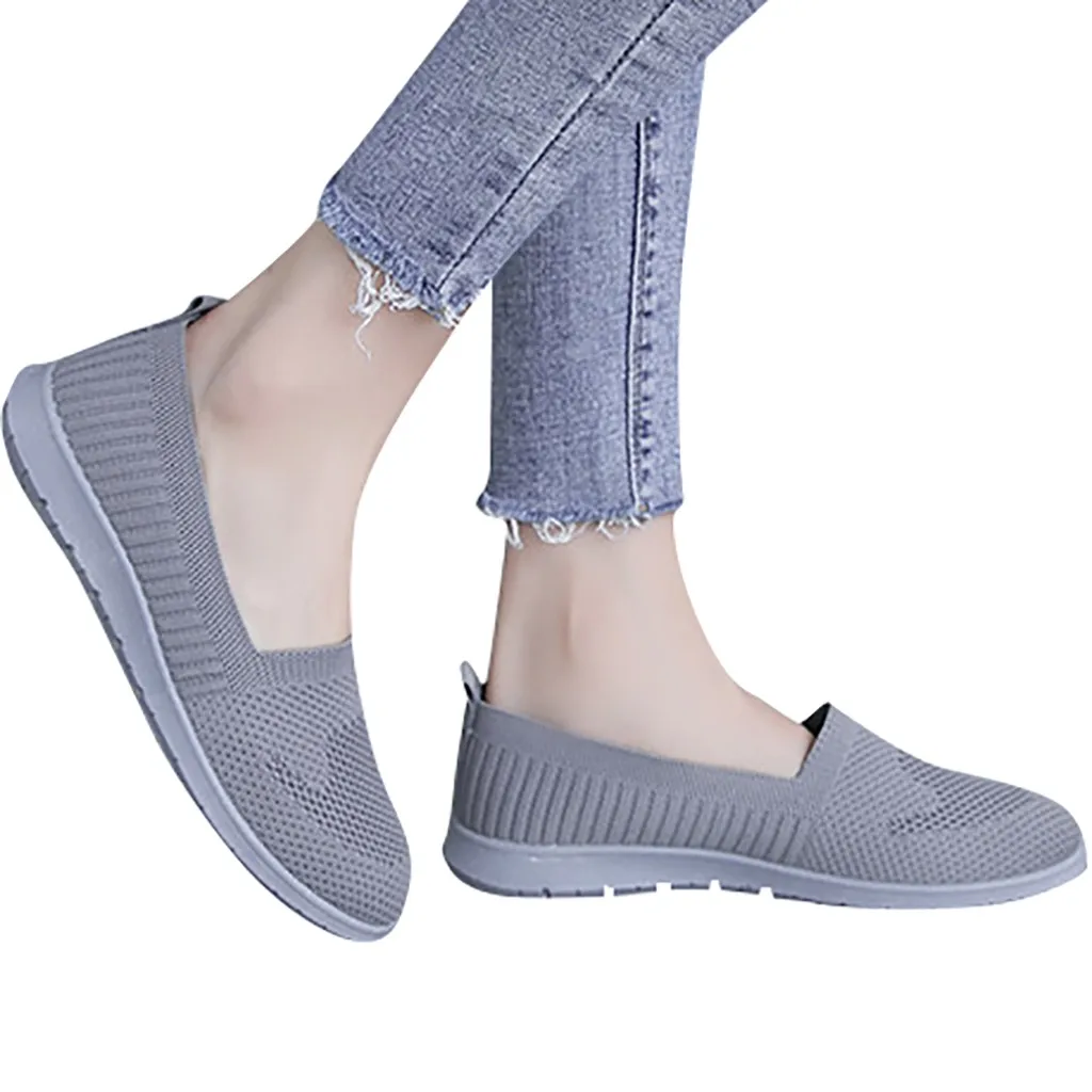 Дышащие легкие лоферы мягкая обувь для женщин сетчатая на плоской подошве без