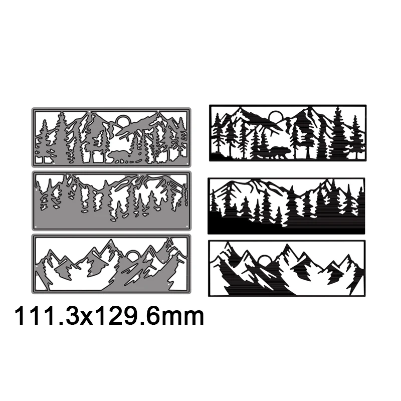 3 шт. металлические Вырубные штампы форма для вырезания горы сцена дерево