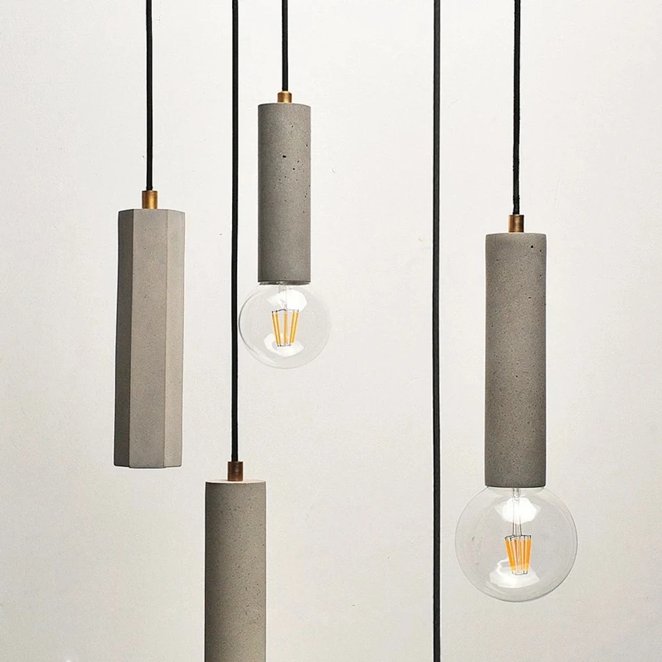 Diafano Industrical Pendant Lights Industrial Lamp Concrete Cement Cylinder Pipe Kitchen Lights Shop Bar Counter Island Lighting