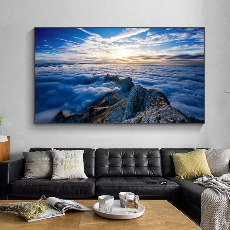 

Sunrise Canvas Painting Landscape Posters and Print Mountain Sunrise Cloud Sky Wall Art Pictures for Living Room Home Decoration