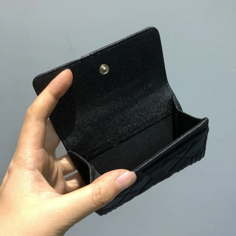 

New high-end customized luxury cardholder caviar leather for Ringer ladies wallet cowhide