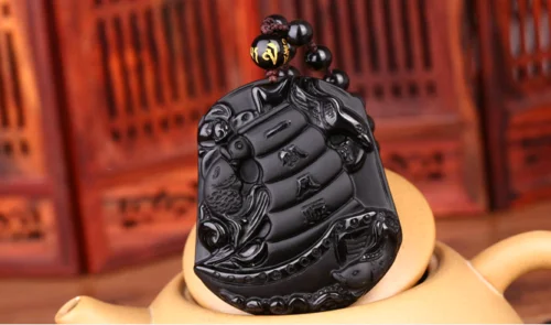 LETSFUN Изящные Ювелирные изделия из натурального обсидиана ручная резная лодка