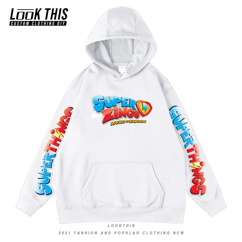 

Superzings Men's Oversized Hoodies 2021 Cartoon Cuff Print Man Hoodie Teens Long Sleeve Sweatshirt Streetwear Hoodie Hoody Tops