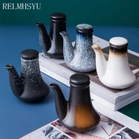1pc relmhsyu european style retro ceramic oil pot japanese style oil bottle soy sauce vinegar seasoning pot home kitchen