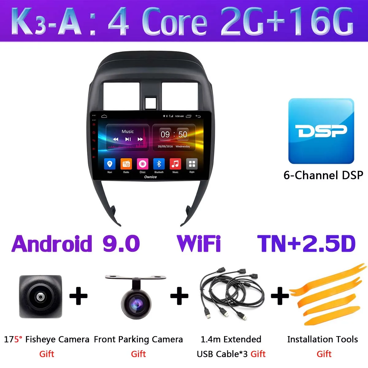 10," 360 ° панорамный Android автомобильный DVD gps навигатор радио плеер для Nissan Sunny CarPlay DSP 4G LTE мультимедиа - Цвет: K3-A