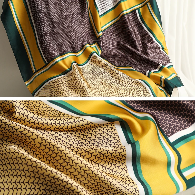 

2021 Women Scarf Silk Square Bandana Lady Hair Band Shawl and Wraps Female Hijab Neckerchief Foulard Print Headband Summer New