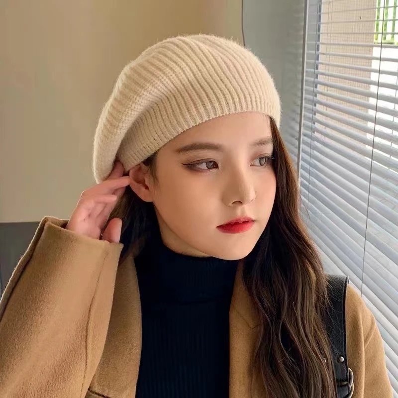 

MAXSITI U Beret Hat Vortex Solid Winter Caps For Women Wool woven thickened warm painter hat Vintage knitted hat For Girls