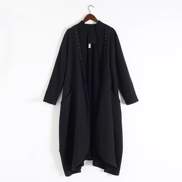 New Autumn Winter Elegant Cardigan Female Loose Linen Camel Coat Oversized 2019 Original High-end Plus Size Black for Women |