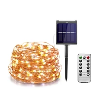12m22m32m42m led outdoor solar string lights with remote fairy holiday christmas party garland solar garden waterproof light