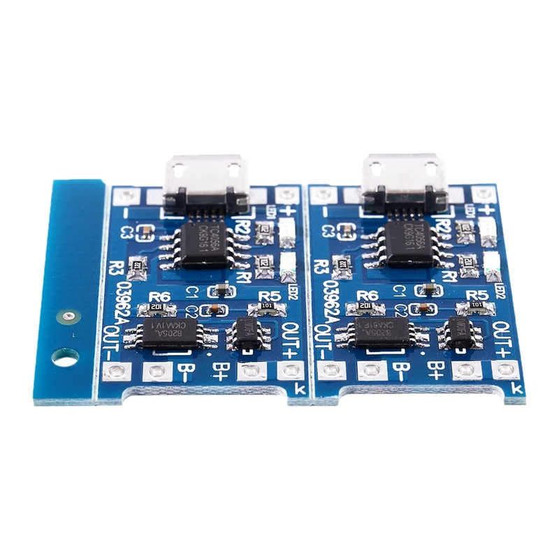 2PCS Blue 5V Micro USB 1A 18650 Lithium Battery Charging Board | Электроника