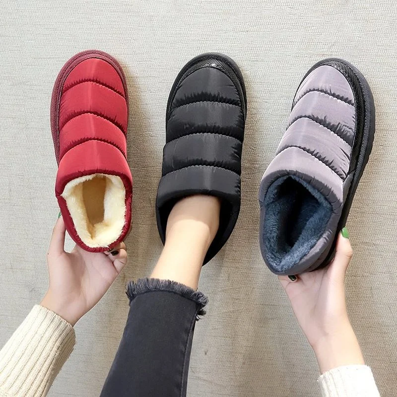 أسفل القماش الثلوج أحذية النساء 2021 الشتاء جديد حجم كبير زائد المخملية الخبز أحذية النساء chausس فام غراندي الذيل 44 45 زغب