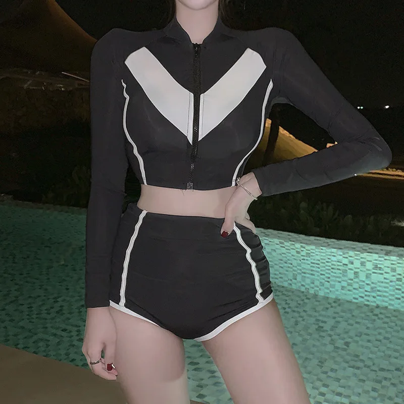 Купальник женский с длинным рукавом купальник для девушек защитой от сыпи