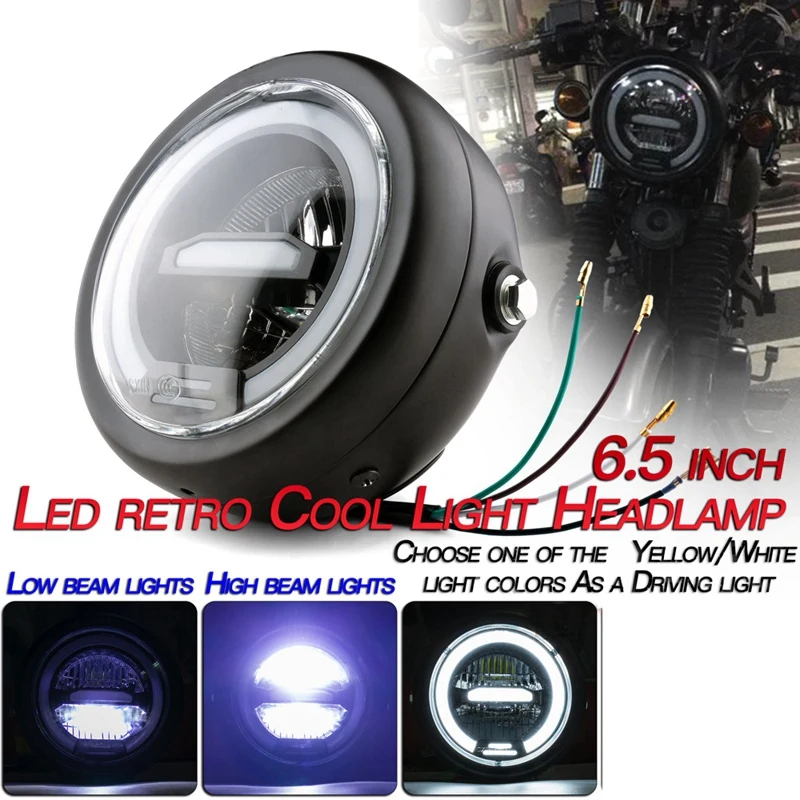 Новая Универсальная мотоциклетная круглая фара 6 5 дюйма 12 В передняя лампа для