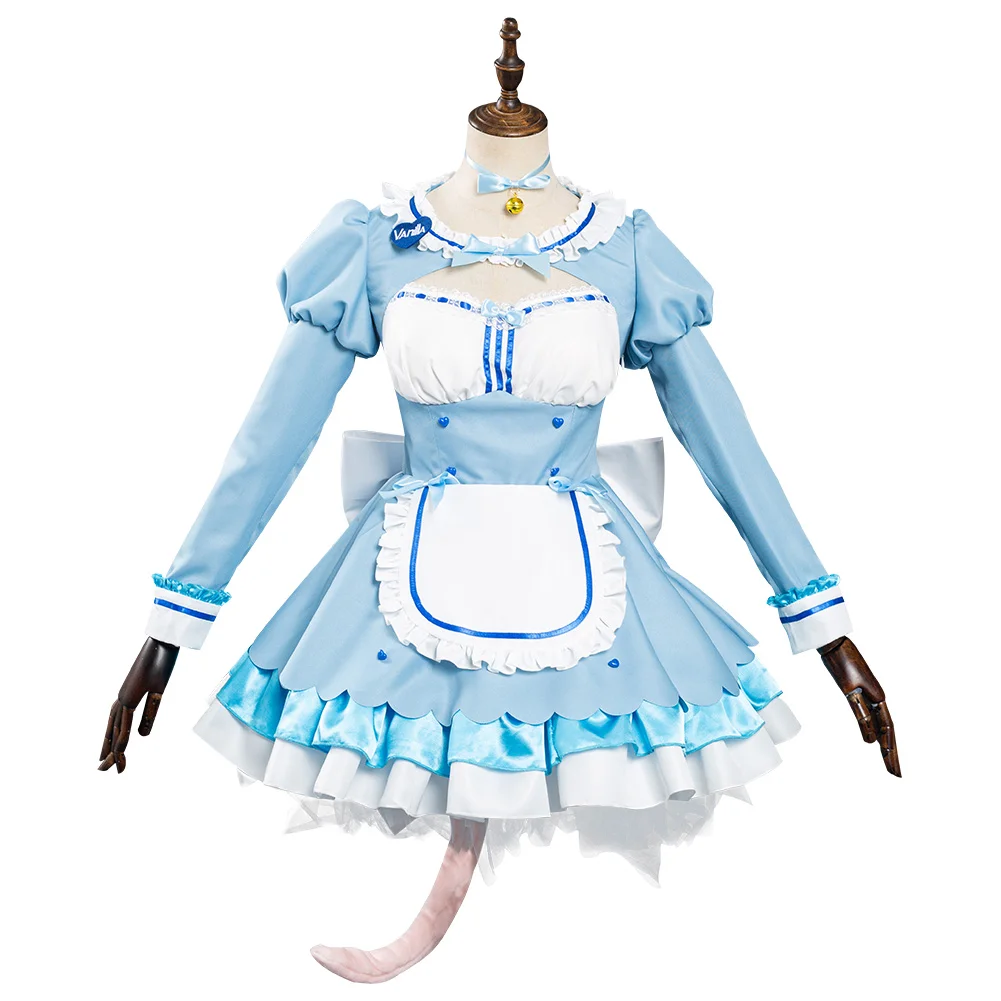 Nekopara Chocola/Vanilla Cosplay Costumes Blue and Pink Maid Dress Outfits Halloween Carnival Suit