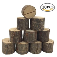 10pcs rustic wooden stump place card holder number name menu table stand picture photo clip wedding party supplies drop shipping
