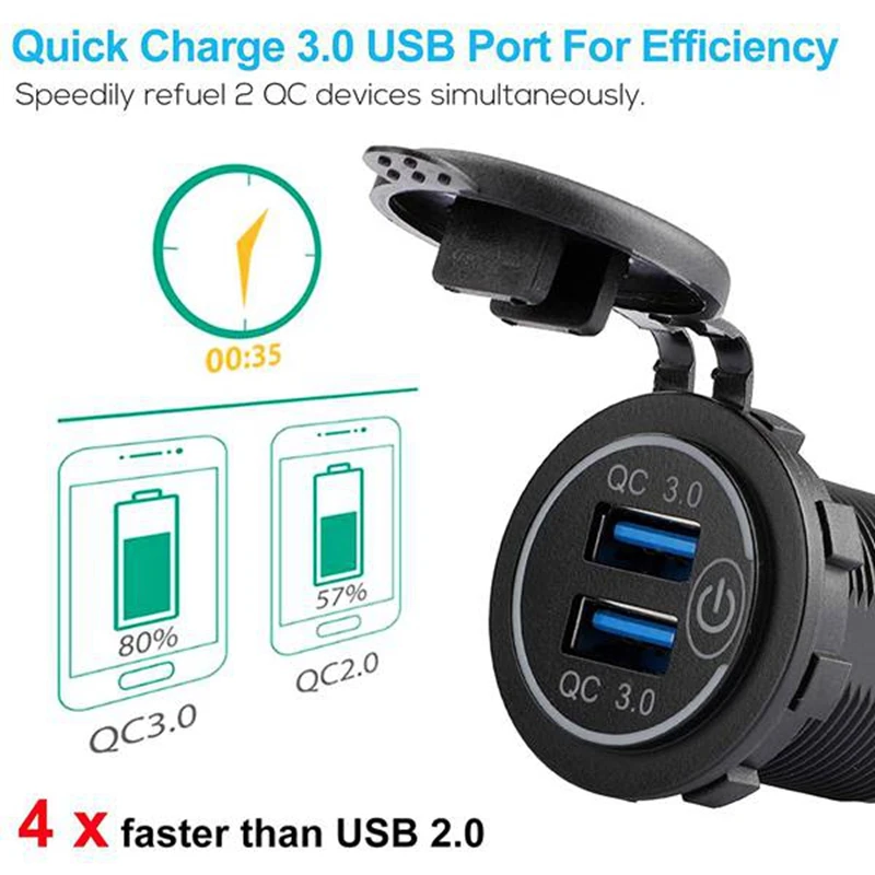 Автомобильное зарядное устройство QC 3 0 с двумя портами USB панель прикуривателя