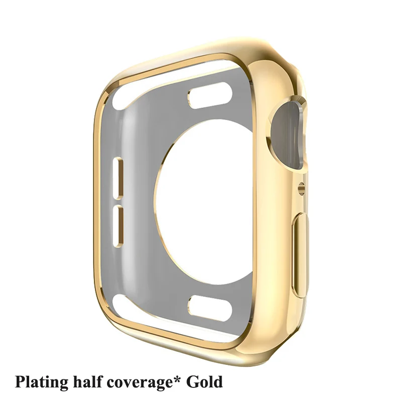 Защитный чехол для Apple Watch 38 мм, 42 мм, 40 мм 44 мягкий прозрачный TPU/Алюминий корпус из сплава для наручных часов Iwatch серии 5 4 3 2 1 Аксессуары - Цвет: Gold