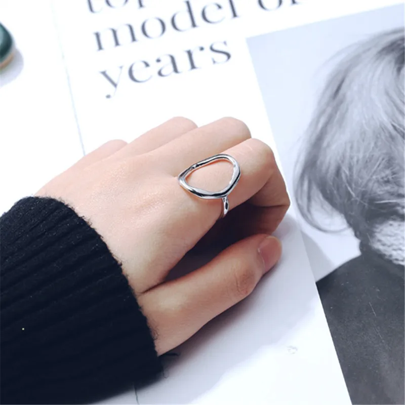 

Fashion Jewelry 925 Sterling Silver Adjustable Irregular Ring For Women Prevent Allergy Ring For Female jz250