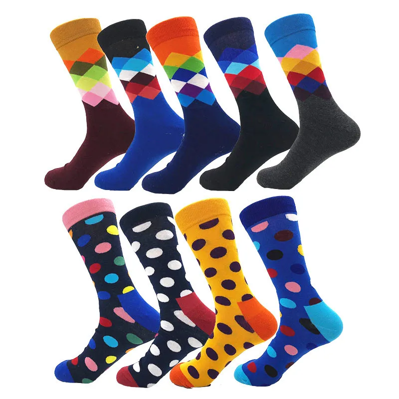 

Peonfly Quality Brand Men Combed Cotton Colorful Happy Funny Hot Sale Fashion Casual Long Mens Compression Socks