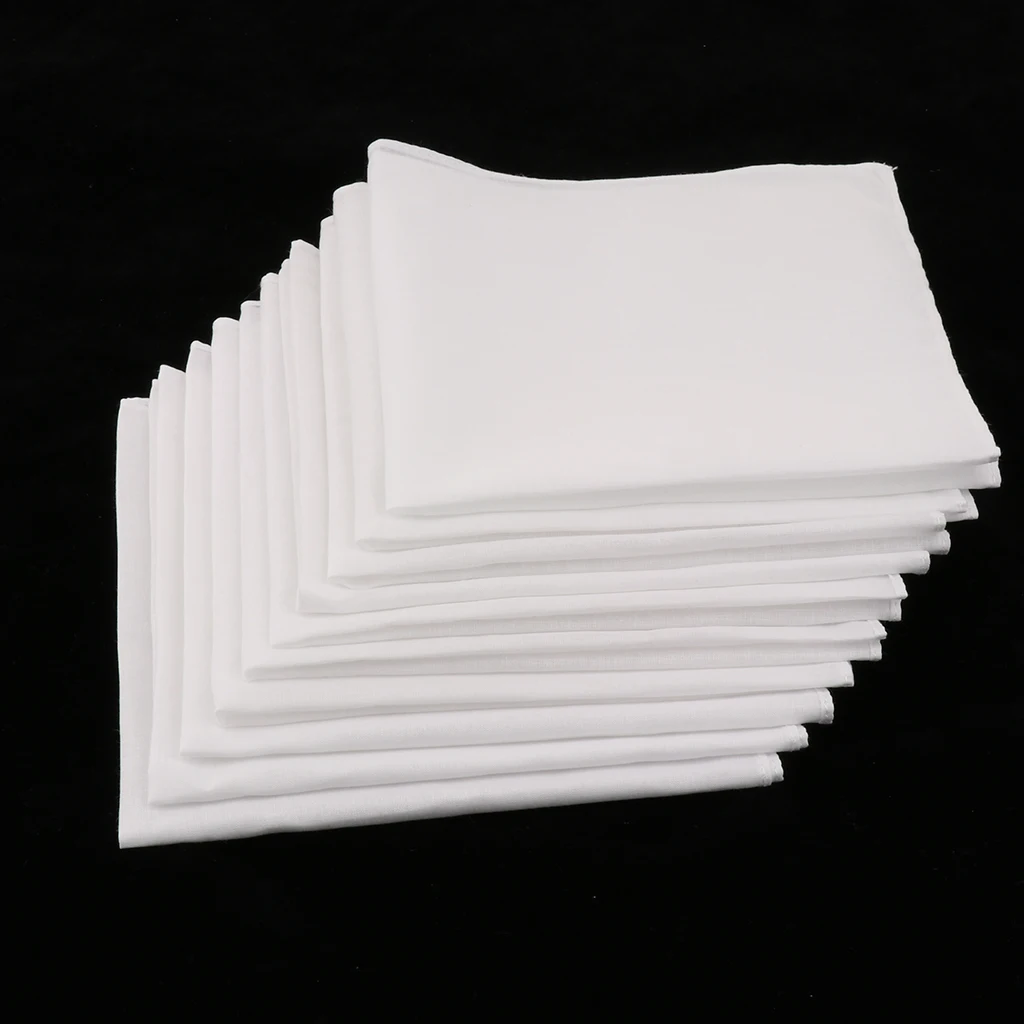 Pañuelos cuadrados de algodón 100% para mujer, pañuelo de pecho supersuave y lavable, toalla de bolsillo, color blanco, 28x28cm, 10 Uds.