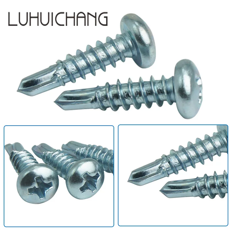 LUHUICHANG 10 шт. M4.2 M4.8 размеры саморезы оцинкованные винты крестообразные углубленные