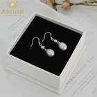 Женские серьги-подвески ASHIQI, серебряные серьги в форме капли с натуральным пресноводным жемчугом, 2020
