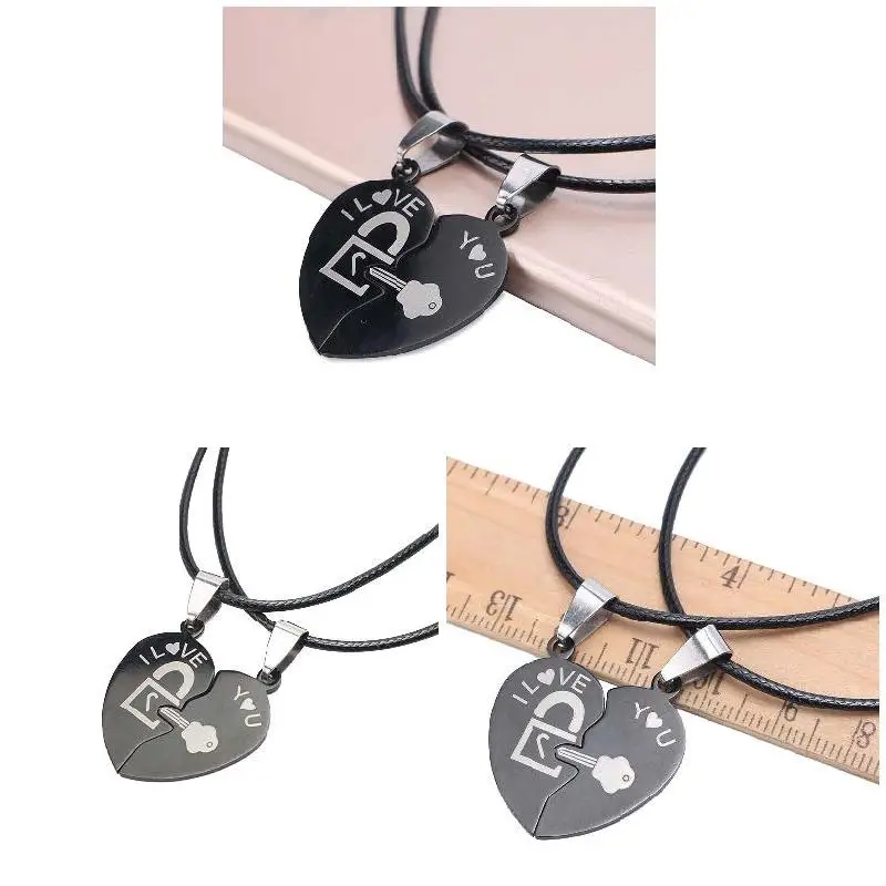 Пара ожерелье цепочка подвеска в виде разбитого сердца Lover Ожерелье нержавеющая