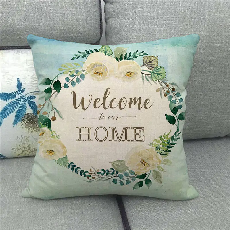 Оптовая продажа наволочка love home и family дизайн Чехол для подушки льняная/хлопковая