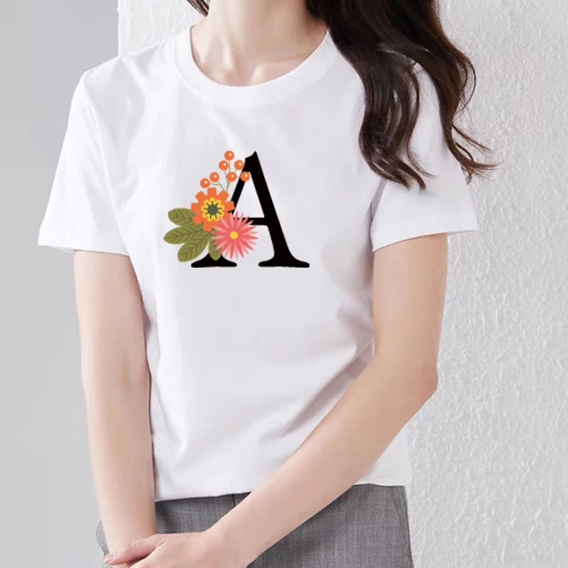 

T Shirt Women Off White Kawaii Graphic T shirts Y2K Clothes A B C D Tops Oversized Harajuku Loose Cartoon Gothic Clothes
